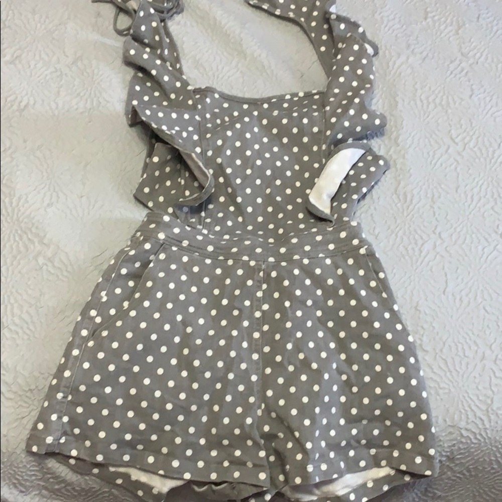 Open Back Polkadot Ruffle Romper
